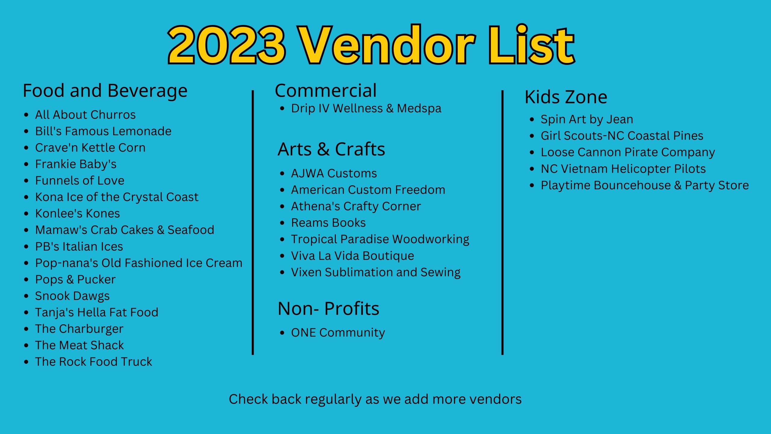 2023 Vendor List for Website