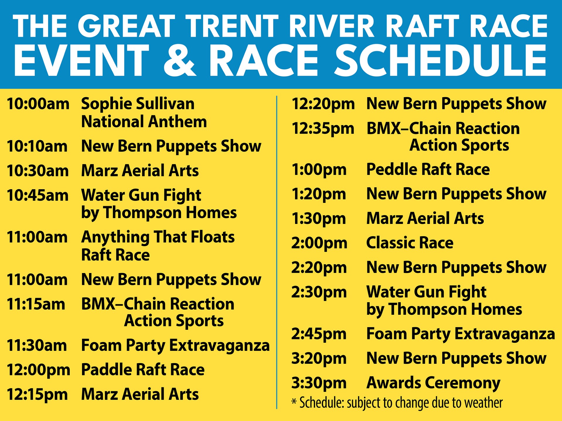 Schedule of events poster Schedule of events poster